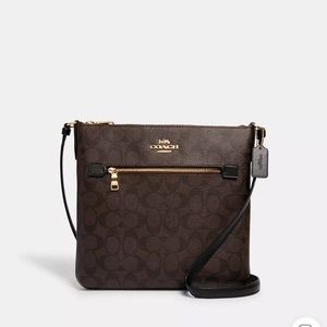 NWT Rowan Signature File Bag, brown leather, L 10.25”,           H 9.75”, W 1.5”